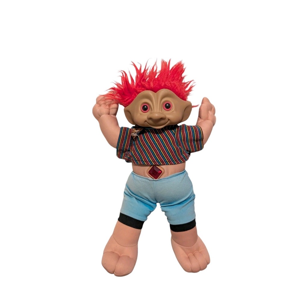 15" Soft Body Ace Novelty Troll Doll with Red Neon Hair Wishstone